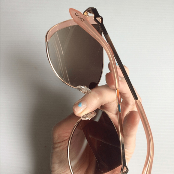 NEW! Quay Australia Cat-Eye Rose Glow Up Sunglasses in Pink and Gold main image 5